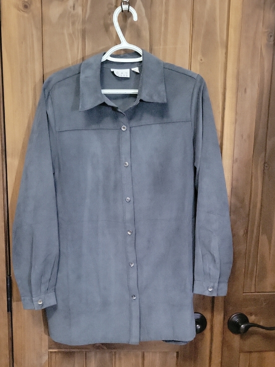 Joan Rivers Jackets & Blazers - Button-Front Long Sleeve Shirt Jacket in Gray
